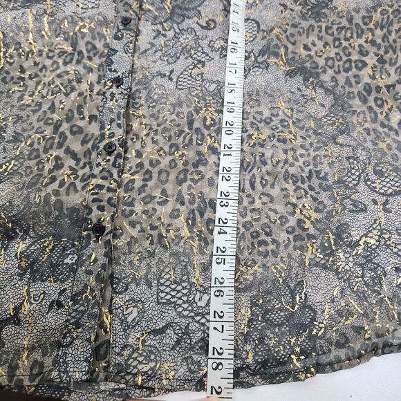 Lane Bryant Mixed Print Leopard Lace Paisley Gold Long Sleeve Button Down 18/20 - Picture 8 of 9